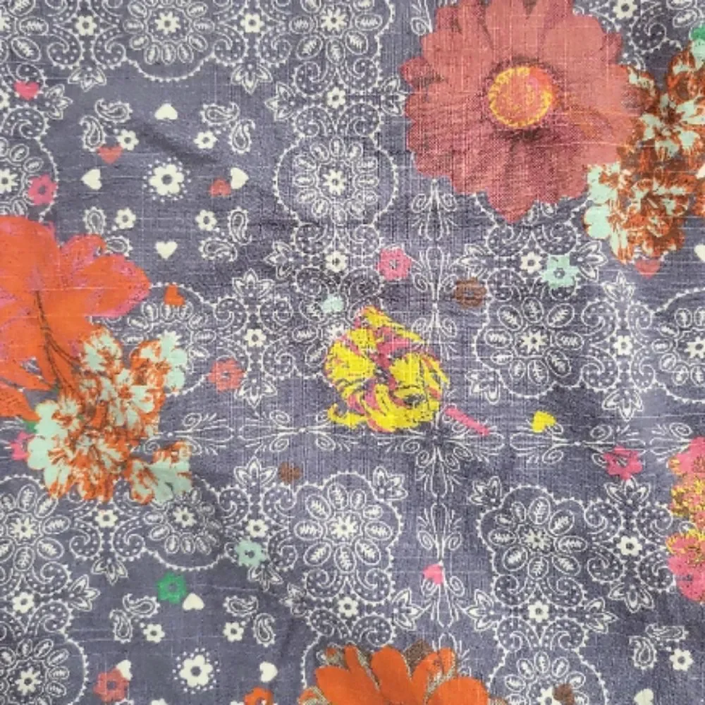 OH, BOY!‎ Blue Western Paisley Floral Heart Button-up Empire Waist Dress Size P